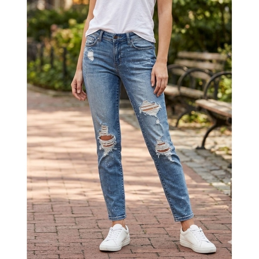 Judy Blue Distressed Jeans for Women Size 28 Blue High Rise Stretch Denim